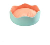Cozy Flower-Shaped Pet Bed - Soft Ice Silk & PP Cotton Nest for Cats and Small Dogs - Comfortable Resting Spot with Curved Edges - Available in 3 Sizes and 2 Color Combinations (BluePink,L)