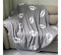 Cozy Football Pattern Blanket Perfect Lightweight Bedding for Adults, Soft, Warm, and Plush Rugby Sports Blanket Great for Bed Sofa (Rugby-Grey, 50"x60")