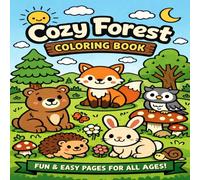 Cozy Forest Animals Coloring Book: Cute Woodland Animals with Simple & Fun Coloring Pages