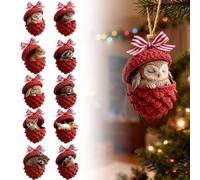 Cozy Forest Christmas Ornaments, Forest Animal Acorn Ornaments, 10 Pcs Acrylic 2D Animal Christmas Trees Hanging Decorations,Rustic Nature-Themed Home Decor,Christmas Decorations (#A-10pcs)