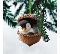 Cozy Forest Christmas Ornaments, Forest Animal Acorn Ornaments, 10 Pcs Acrylic 2D Animal Christmas Trees Hanging Decorations,Rustic Nature-Themed Home Decor,Christmas Decorations (#C-1pc)