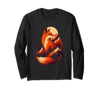 Cozy Forest Leaves Whimsical Wildlife Art Autumn Fox Long Sleeve T-Shirt