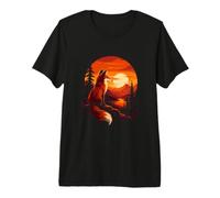 Cozy Forest Leaves Whimsical Wildlife Art Autumn Fox Premium T-Shirt