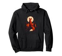 Cozy Forest Leaves Whimsical Wildlife Art Autumn Fox Pullover Hoodie