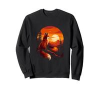 Cozy Forest Leaves Whimsical Wildlife Art Autumn Fox Sweatshirt