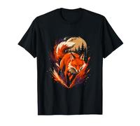 Cozy Forest Leaves Whimsical Wildlife Art Autumn Fox T-Shirt