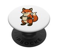 Cozy Fox Enjoying Morning Coffee PopSockets Adhesive PopGrip