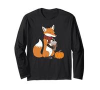 Cozy Fox with Coffee Autumn Vibes Fall Long Sleeve T-Shirt