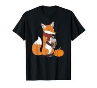 Cozy Fox with Coffee Autumn Vibes Fall T-Shirt