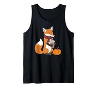 Cozy Fox with Coffee Autumn Vibes Fall Tank Top