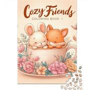 Cozy Friends Coloring Book Jigsaw Puzzle for Adults, 1000 Pieces, 52x38cm/1000pcs, A Calm After-work Activity; White Cardboard for Cleaner Sorting