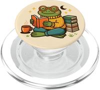 Cozy Frog Reading Book Lovers Autumn Aesthetic Bookish Cutie PopSockets PopGrip for MagSafe