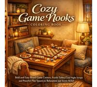 Cozy Game Nooks Coloring Book: Bold and Easy Board Game Corners, Puzzle Tables, Card Night Setups and Peaceful Play Spaces for Relaxation and Stress Relief (Cozy Line Studio Collection)