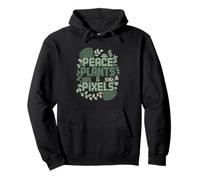 Cozy Gamer & Plant Lover Aesthetic - Peace Plants & Pixels Pullover Hoodie