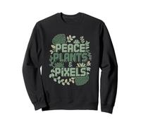 Cozy Gamer & Plant Lover Aesthetic - Peace Plants & Pixels Sweatshirt
