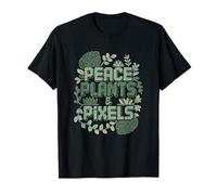 Cozy Gamer & Plant Lover Aesthetic - Peace Plants & Pixels T-Shirt