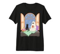 Cozy Ghost Book Lover Spooky Season Reading Nook Premium T-Shirt