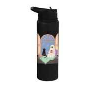Cozy Ghost Book Lover Spooky Season Reading Nook Stainless Steel Insulated Water Bottle