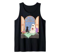 Cozy Ghost Book Lover Spooky Season Reading Nook Tank Top