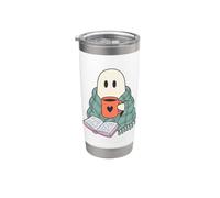 Cozy Ghost Reading Book Coffee Lover Bookish Spooky Season Stainless Steel Insulated Tumbler