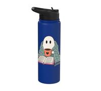 Cozy Ghost Reading Book Coffee Lover Bookish Spooky Season Stainless Steel Insulated Water Bottle