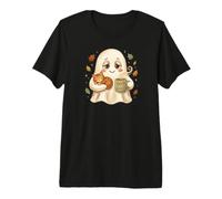 Cozy-Ghost with Cat Coffee Boo Juice Autumn Halloween Premium T-Shirt