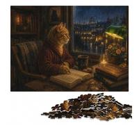 Cozy Ginger Cat Reading by Window Jigsaw Puzzle for Adults, 500 Pieces | Colour and shape sorting: steady puzzle progress on quiet evenings.