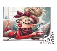 Cozy Girl Relaxing Jigsaw Puzzle 1000 Piece Recycled Paper for Adults Adult Jigsaws Hard Difficult Challenging Game Fun Home Present Great Gift for Decompression 70x50cm/1000pcs
