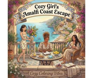 Cozy Girl’s Amalfi Coast Escape: Easy Bold Line Design Comfy Coloring Book for Adults | Italy Summer Travel, Italian Cafes, Terrace Views | Cute ... Relief, Meditation, & Mindfulness Therapy