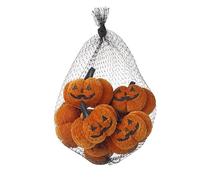 Cozy Glow Velvet Orange Jack-O’-Lantern Pumpkins - 8 x 7.5 cm | Halloween Fall Decor | Soft Plush Velvet Pumpkins for Autumn | Perfect for Home, Mantel, or Table Decorations