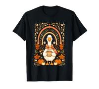 Cozy Goose Boho Rainbow Autumn Pumpkin Scarf Coffee Floral T-Shirt
