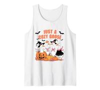 Cozy Goose Shirt Cute Pumpkin Witch Hat Halloween Fall Tank Top