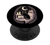 Cozy Goth Black Cat Moon Candles Witchy Vibes PopSockets Adhesive PopGrip