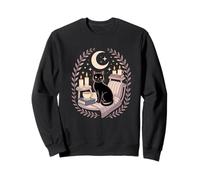 Cozy Goth Black Cat Moon Candles Witchy Vibes Sweatshirt