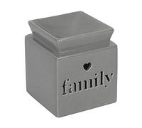 Cozy Grey Family Cut Out Oil Burner - 11.5cm x 10cm (1 Pc.) - Charming Heart Design - Perfect for Aromatherapy with Fragrance Oils or Wax Melts