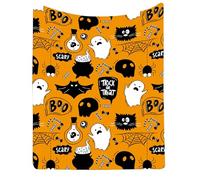 Cozy Halloween Blankets Cute Ghost Black Soft Fuzzy Plush Cozy Fleece Blanket Throw Soft Warm Fluffy Plush Blanket Halloween Office Decor Teaching Assistant Gifts