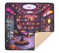Cozy Halloween Cat Lounge Space Large Stylish Baby Gym & Activity Mat for Floor 1-Piecing Padded Play Mat for Baby Toddler Infant, 50'' x 50''