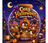 Cozy Halloween Coloring Book: Cute Ghosts, Little Witches, Pumpkin Festivals, and Whimsical Miniature Worlds Inside Jars, Bottles, and Cups for Kids and Adults