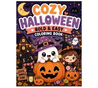 Cozy Halloween with Little Boo Friends: Bold & Easy Kawaii Coloring Book for Kids Ages 3-6 | Cute Ghosts, Pumpkins, Witches, Black Cats & Simple Halloween Fun