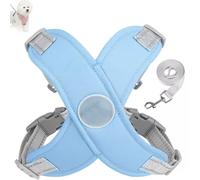 Cozy Harness, Getchewie Dog Harness with Leash Set, Reflective Adjustable Comfortable Pet Chest, Breathable&Comfortable Anti-Breakaway, for Small Medium Large Dogs (Blue, L)