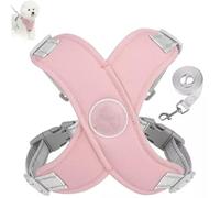 Cozy Harness, Getchewie Dog Harness with Leash Set, Reflective Adjustable Comfortable Pet Chest, Breathable&Comfortable Anti-Breakaway, for Small Medium Large Dogs (Pink, L)
