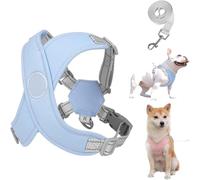 Cozy Harness, Soft Breathable Dog Harness, Adjustable with Reflective Trim & Traction Rope, Anti-Breakaway Safety for Active Pets (Blue, L)