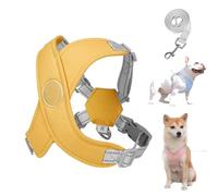 Cozy Harness, Soft Breathable Dog Harness, Adjustable with Reflective Trim & Traction Rope, Anti-Breakaway Safety for Active Pets (Yellow, M)
