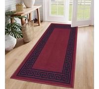 Cozy Haven Athena Runner Rug - Large Non-Slip Washable Carpet for Living Room, Bedroom, Hallway, Lounge, Dining, Kitchen, Modern Indoor Long Floor Runners (Red & Black, 66x220 cm)