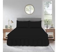 Cozy Haven Bedding Valence Sheet Collection - Soft Brushed Polycotton, Easy Wrap Elastic, Extra Deep Frilled with a Drop of 40cm (King, Black)