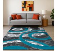 Cozy Haven Ecliptic Rugs - Large Fluffy Area Rug Carpet Washable Non-Slip Soft Modern Indoor Shaggy Floor Rug for Living Room, Bedroom, Hallway, Lounge - (Crystal Teal, 160x230 cm)