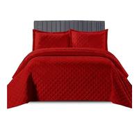 Cozy Haven Inspire Bedspread 3 Piece Set - Coverless Quilted Diamond Pattern Bedspread, Comforter Throw, Summer and All-Season Lightweight Bedding Sets, with 2 Pillow Sham (King, Red)