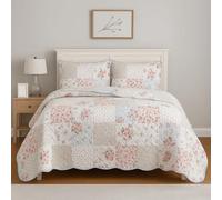 Cozy Haven Quilt Patchwork Bedspread 2 Piece Set - Coverless Quilted Bedspread, Reversible, Lightweight Quilt Comfort with 2 Pillow Sham (Meadow, Double)