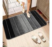 Cozy Haven Stripe Door Mat Collection - Non-Slip Washable Doormat, Heavy Duty Welcome Dirt Trapper, Water Absorbent Floor Mat for Indoor/Outdoor Use, Front Entrance, and Kitchen (Black, 50x80 cm)