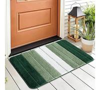 Cozy Haven Stripe Door Mat Collection - Non-Slip Washable Doormat, Heavy Duty Welcome Dirt Trapper, Water Absorbent Floor Mat for Indoor/Outdoor Use, Front Entrance, and Kitchen (Green, 50x60 cm)